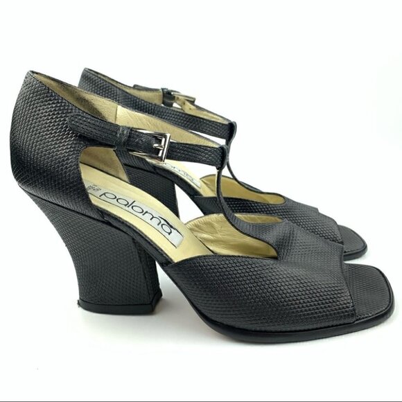 Paloma heels 7 Italian leather snakeskin print - Picture 1 of 12